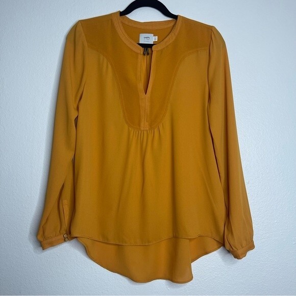 Anthropologie HD in Paris Mustard Yellow Blouse Size 8 - Picture 2 of 7